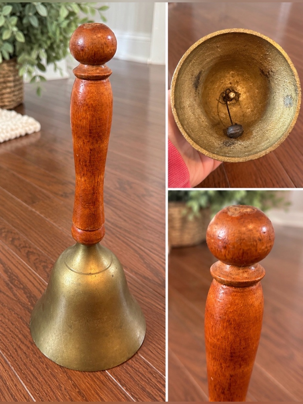 Antique Brass Bell with Wood Handle 🔔